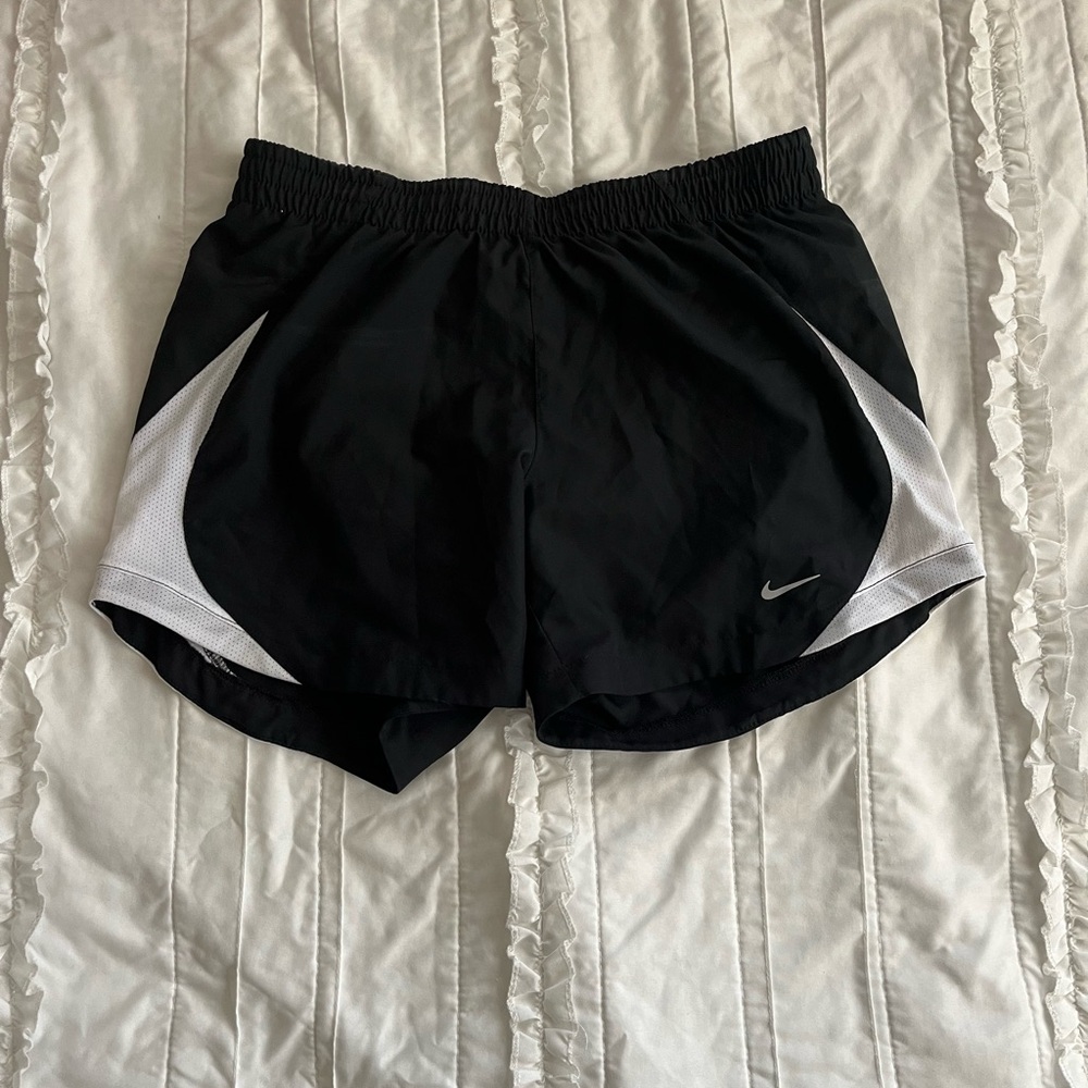 Nike Dri-Fit Athletic Women's Black and White Lined Drawstring Running Shorts XS